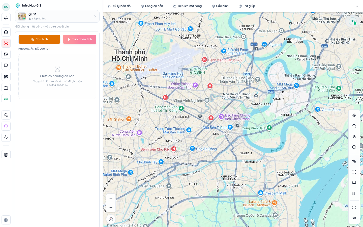 Giao diện Phân hệ Giải phóng Mặt bằng InfraMap GIS